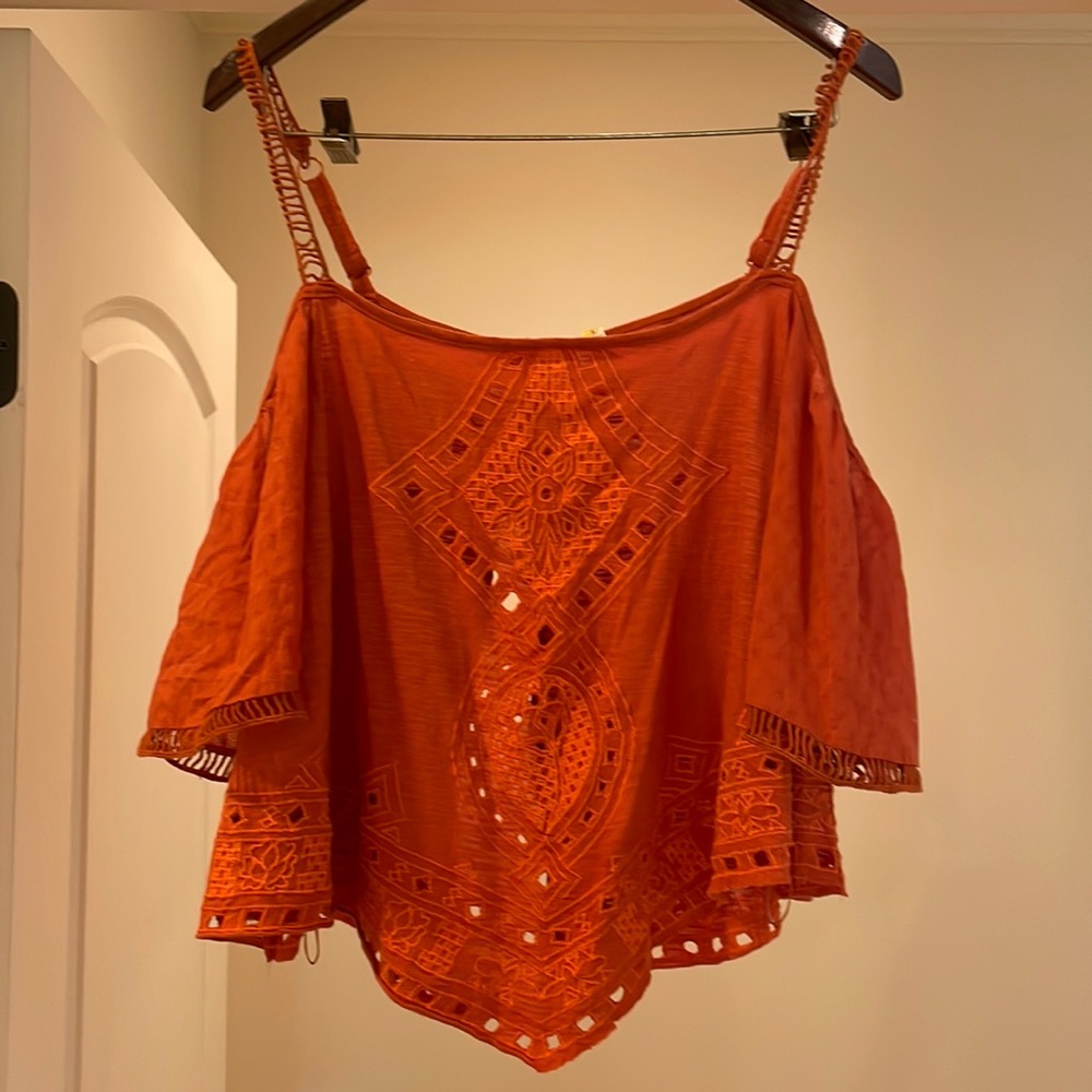 Free People Cold- Shoulder Cropped Top